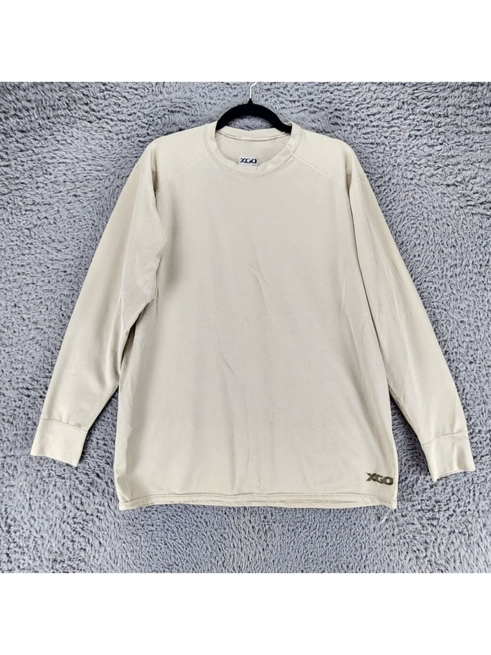 XGO Shirt Mens XL Tan Crew Neck Long Sleeve Tee Base Layer